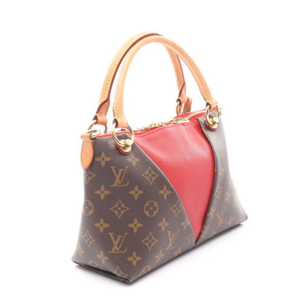 Louis Vuitton V Tote Cerise Red Handbag Leather Brown Red - Picture 2 of 10